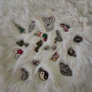 Lot Of 17 Assorted Silver and Colorful Charms
